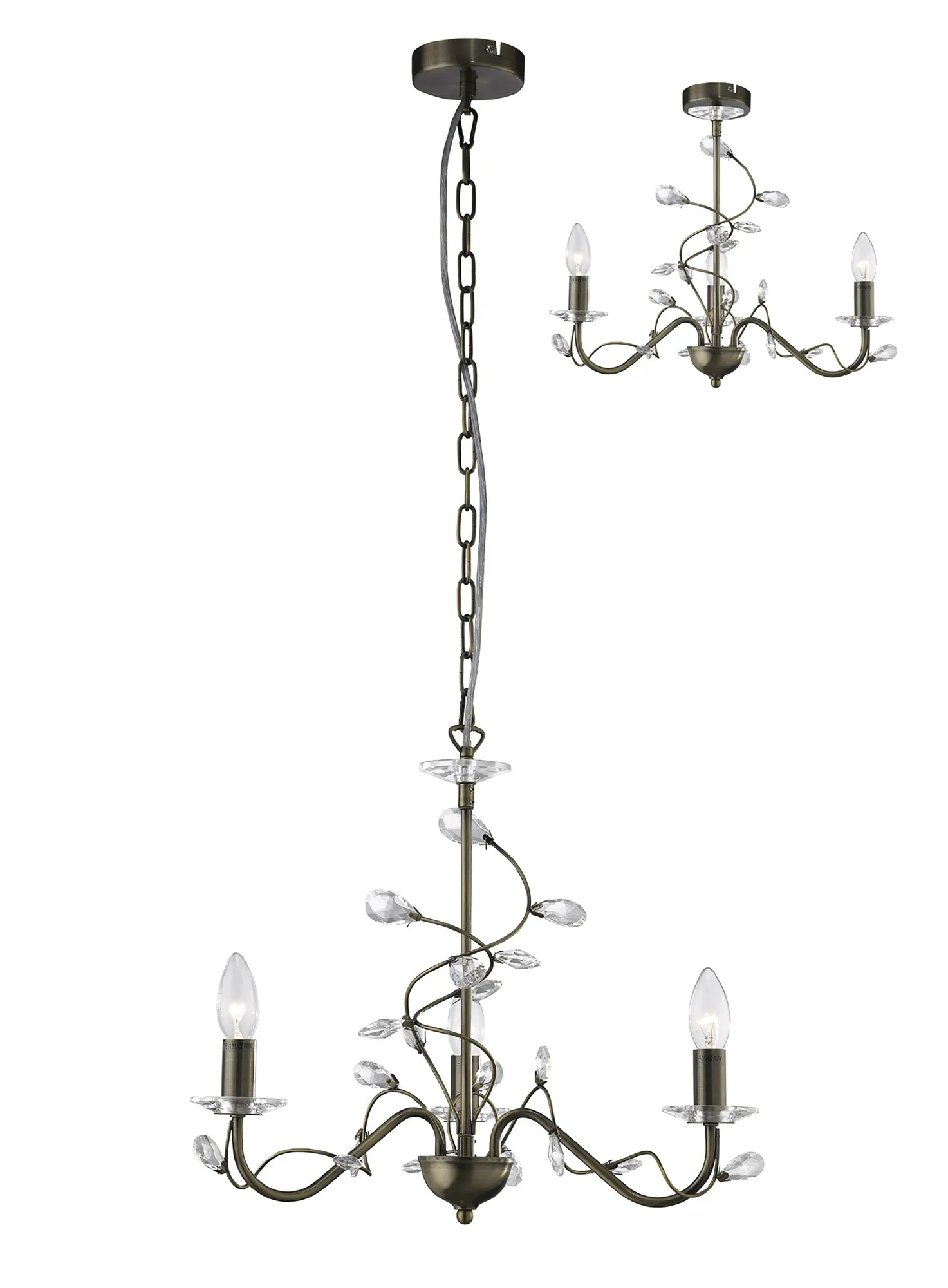 Willow Crystal Ceiling Lights Diyas Multi Arm Crystal Fittings